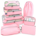8 Set Packing Cubes for Travel (8 Set - Summer Pink / Set of 8)
