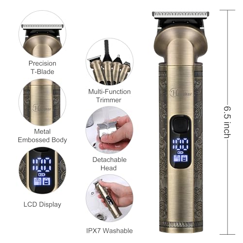 Professional Hair Clippers for Men Beard Trimmer Clippers and Trimmer Set Waterproof T (Bronze)