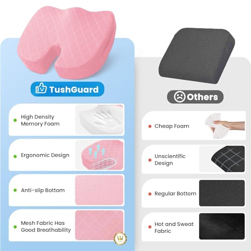 Seat Cushion Memory Foam Office Chair Cushion (X-Large / Pink)