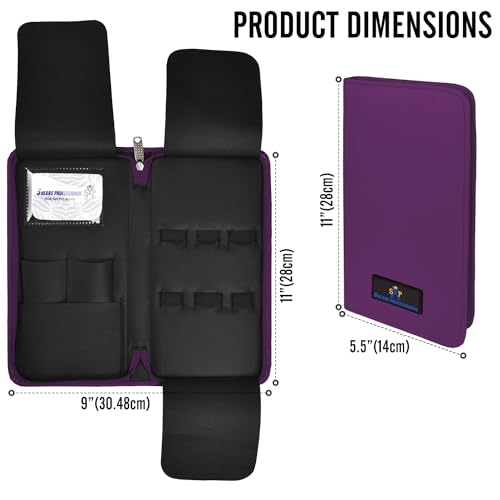 Leather 5 Scissor & Shear Storage Case for Hairstylist (Purple)