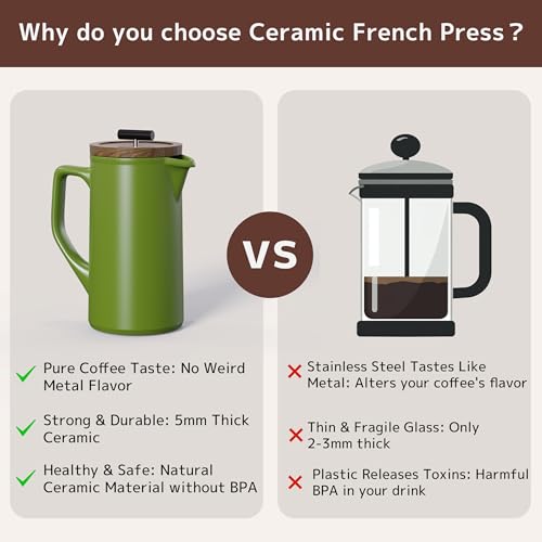 Ceramic French Press 22oz (Green)