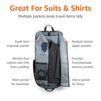 Carry On Garment Bag for Travel and Business Trips with Detachable Shoulder Strap (Navy)