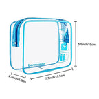 Clear Toiletry Bag TSA Approved Quart Size Travel Carry On (Blue / 3 Pack)