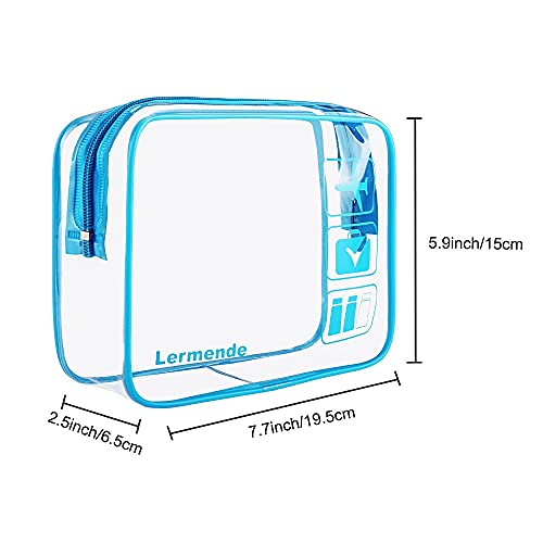 Clear Toiletry Bag TSA Approved Quart Size Travel Carry On (Blue / 2 Pack)