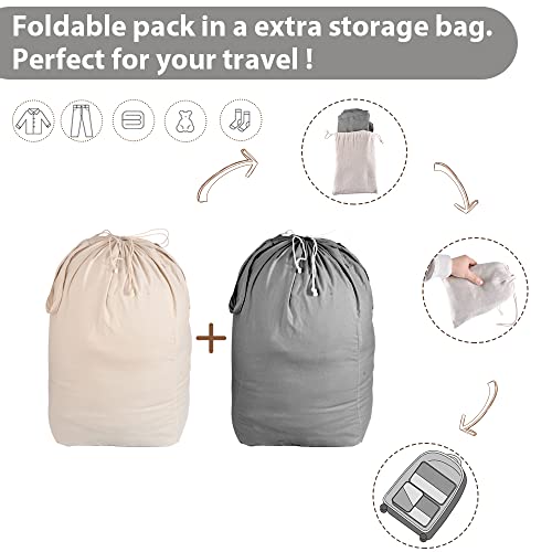 Washable Laundry Bags with Handles (Beige & Grey)