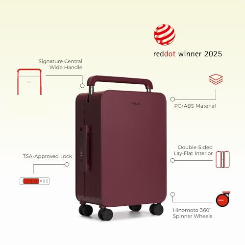 Balance 24" Wide Handle Suitcase Hardside Zipperless Luggage Red (Cranberry Red / Checked 24'')