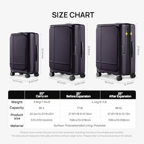 Carry On Luggage 22x14x9 Airline Approved (04-Blackcurrant Oolong / Carry-On 20-Inch (Clamshell, 34L))