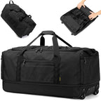 Collapsible Duffle Bag with Wheels 130 (Black)