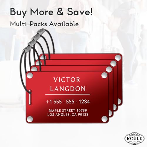 Personalized Luggage Tags for Suitcases (Pure Text-red-largename)