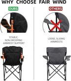Oversized Padded Camping Chair 2 Pack 350 LBS Capacity Heavy Duty Quad Chair with Lumbar (Balck Pink / Twin Pack)