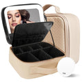 Travel Makeup Bag Cosmetic Bag Makeup Organizer Bag with Lighted Mirror (FleshColor / Woven)