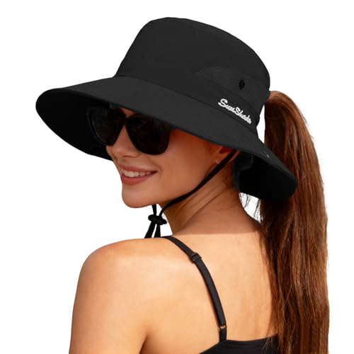 Women's Ponytail Safari Sun Hat (6 3/4-6 7/8 / 1-black)