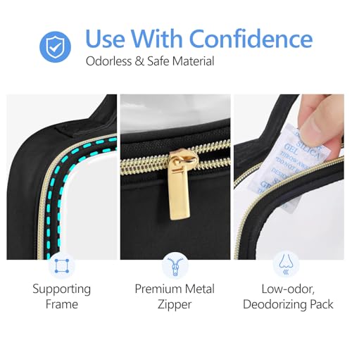 Clear Makeup Bag Travel (03 Black / TSA Specialist (3-Pack Medium))