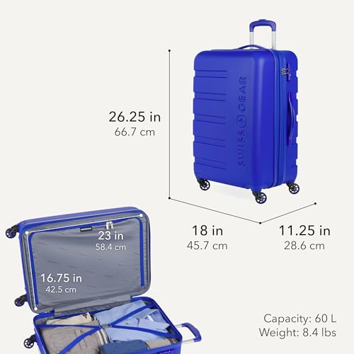 7366 Signature Hardside Expandable Luggage with Spinner Wheels (Checked-Medium 23-Inch / Cobalt)