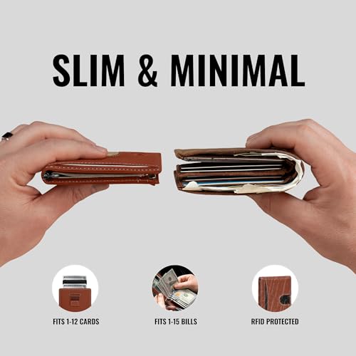 Money Clip Slim Minimalist Wallet for Men (Auburn)
