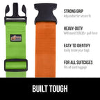 Heavy Duty Luggage Straps for Suitcase (Green/Orange)