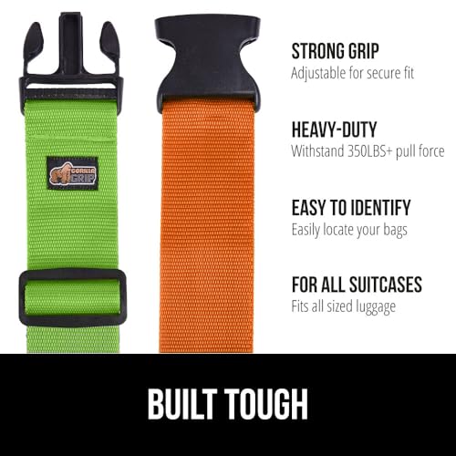 Heavy Duty Luggage Straps for Suitcase (Green/Orange)