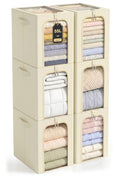 Blanket Storage Bins with Metal Frame for Closet (Beige / 55L)