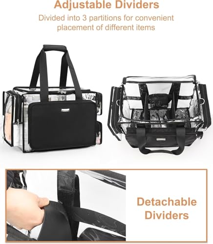 Extra Large Makeup Case and Clear Makeup Bag (Black with Clear Bag / Extra Large)