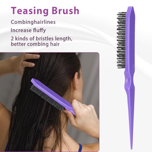 BRUSHZOO Hair Brush Set for Women All Hair Detangling Styling (Purpe)
