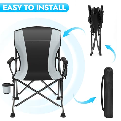 2 Pack Camping Chairs for Adults (Black-gray / Twin Pack)
