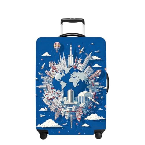 Earth Luggage Cover Washable Suitcase Protector Anti (Earth / M(24-26inch suitcase))