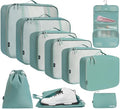 10 Set Packing Cubes Various Sizes Packing Organizer for Travel Accessories Luggage Carry On Suitcase (10-Dusty Blue / 10 Set-full Mesh)