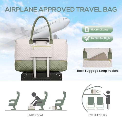 Travel Weekender Duffle Bags for Women (52-Beige Green / Large)