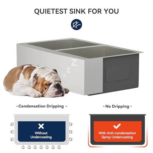 33 Inch Farmhoue Sink Double Bowl Stainless Steel Farm Kitchen Sink 16 Gauge Double Basin 50 (Stainless Steel / 33''x21''x10''-50/50)