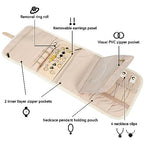 Small Travel Jewelry Organizer Roll for Women (Apricot / Small)