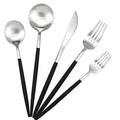 Black Handle Matte Silver Silverware Set (Service for 1 / Black Handle Silver)