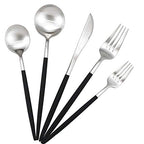 Black Handle Matte Silver Silverware Set (Service for 1 / Black Handle Silver)