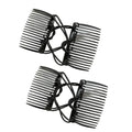 2Pcs Black Adjustable Elastic Hair Comb