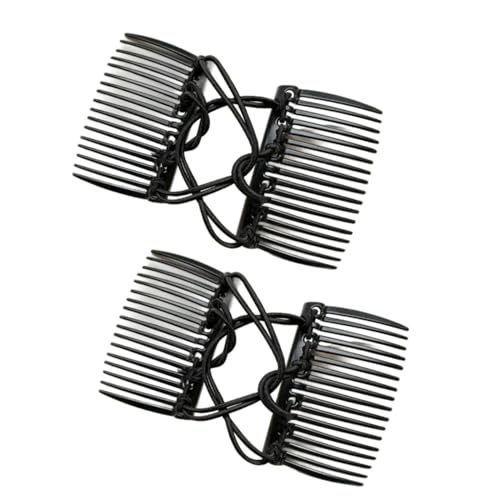 2Pcs Black Adjustable Elastic Hair Comb