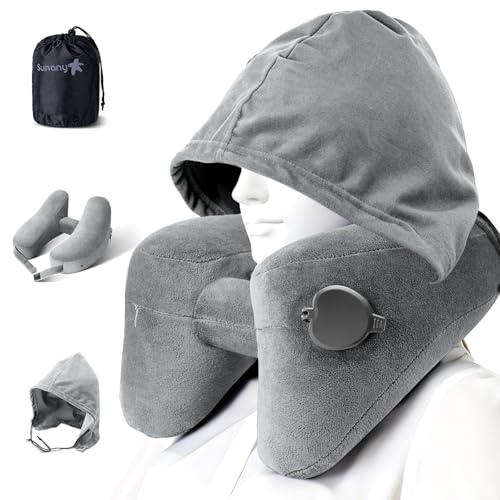 Travel Neck Pillow for Airplane Pillow Comfortably Supports Head (Dark Grey)