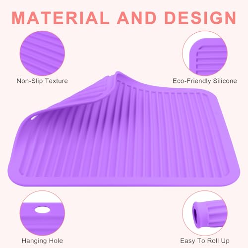 Silicone Heat Resistant Mat for Hair Tools (Purple / Oversize)