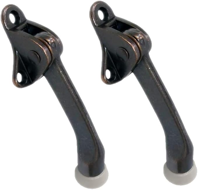 QCAA Heavy Duty Kickdown Door Holder, Zinc Die Cast, Antique Copper, 2 Pack by QCAAHardware