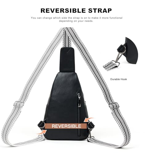 7L Crossboydy Sling Bag for Women Vegan Leather Crossbody Purse Fanny Pack Chest Bag for Travel (7L / 7l-black)
