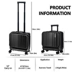 16" Carry on Luggage with 2 Laptop Compartments Airline Approved (Black / 16 Inch)