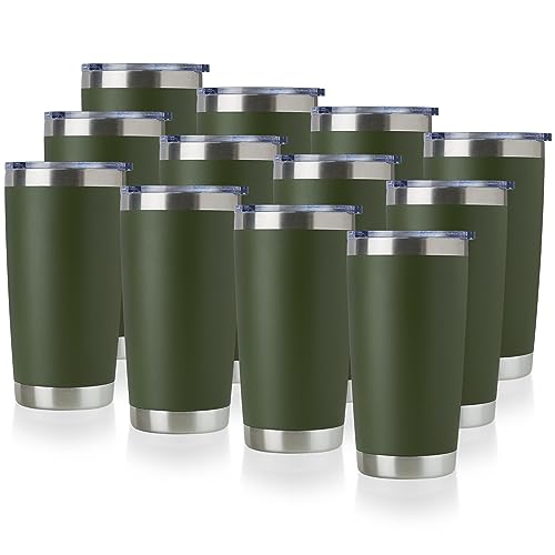 20oz Stainless Steel Tumbler Bulk with Lid (12 Count (Pack of 1) / Army Green)