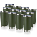 20oz Stainless Steel Tumbler Bulk with Lid (12 Count (Pack of 1) / Army Green)