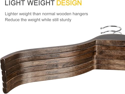 Slim Wooden Hangers with Extra Soft Non (Antique / 30 Pcs)