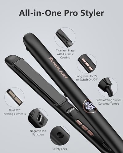 1 Inch Hair Straightener Flat Iron (1 Inch [Width Only] / Black)