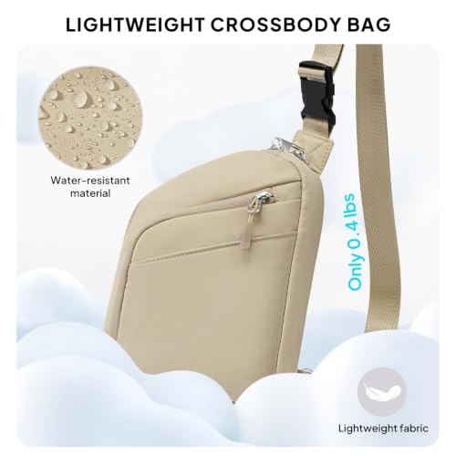 Anti Theft Crossbody Bags Small Crossbody Sling Bag for Women & Men (Light Khaki)