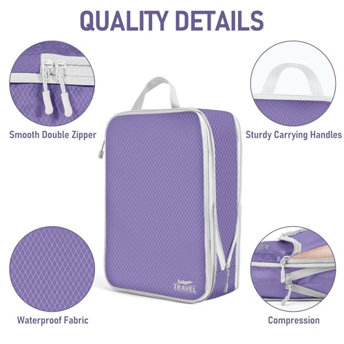 6 Set Compression Packing Cubes (Purple-6pcs / Set of 6)