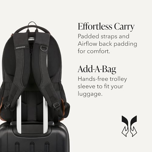 Cecil Laptop Backpack (18-Inch / Black Canvas/Brown)