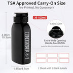 Travel Bottles for Toiletries 10PCS 100ml (A-3.4oz-Black-3label1blank / Black)