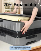 Expandable Luggage Sets (Gray / 20/28 Inch EXT)