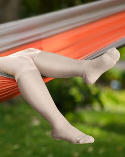 Bamboo Viscose Compression Socks for Women Men (Grey and Oatmeal / Large-X-Large)