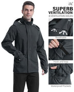 Rain Suit Waterproof Breathable Lightweight 2 (Small / Dark Grey)